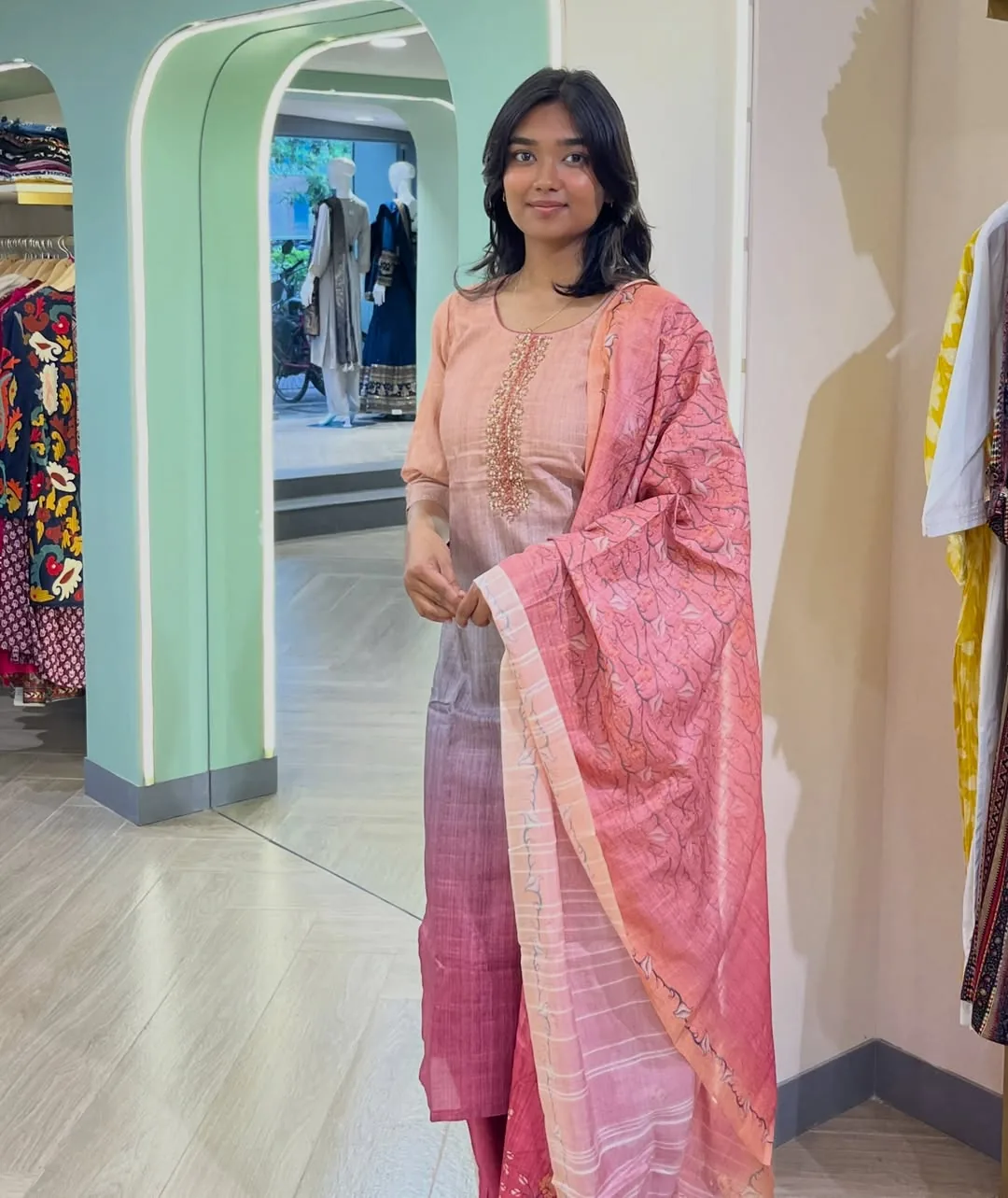 Teal Garden Lehenga by Mira Apparels
